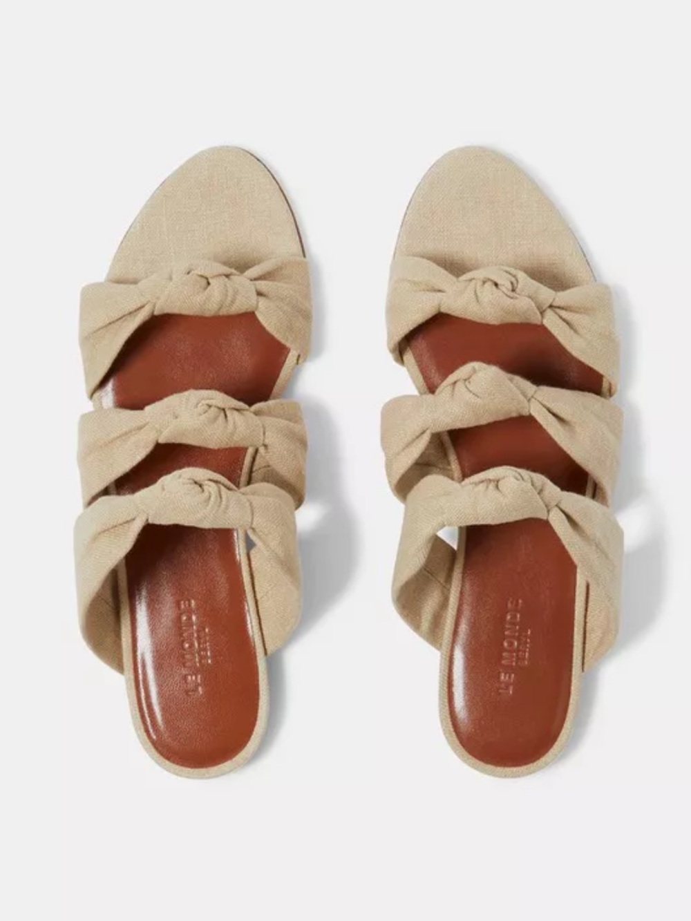Le Monde Beryl Cork Linen Knot + Italian Leather Luxury Sandals Coast EU Size 38